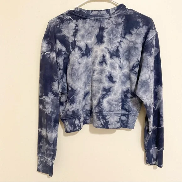 Jonathan Simkhai Standard Tie-dye Cropped Sweatshirt In Indigo Small - Picture 6 of 8
